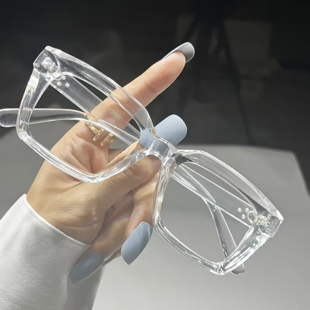Five-Pair Candy-Color Square Clear-Lens Eyewear Set with Black, Yellow, Red, Clear and Pink Frames