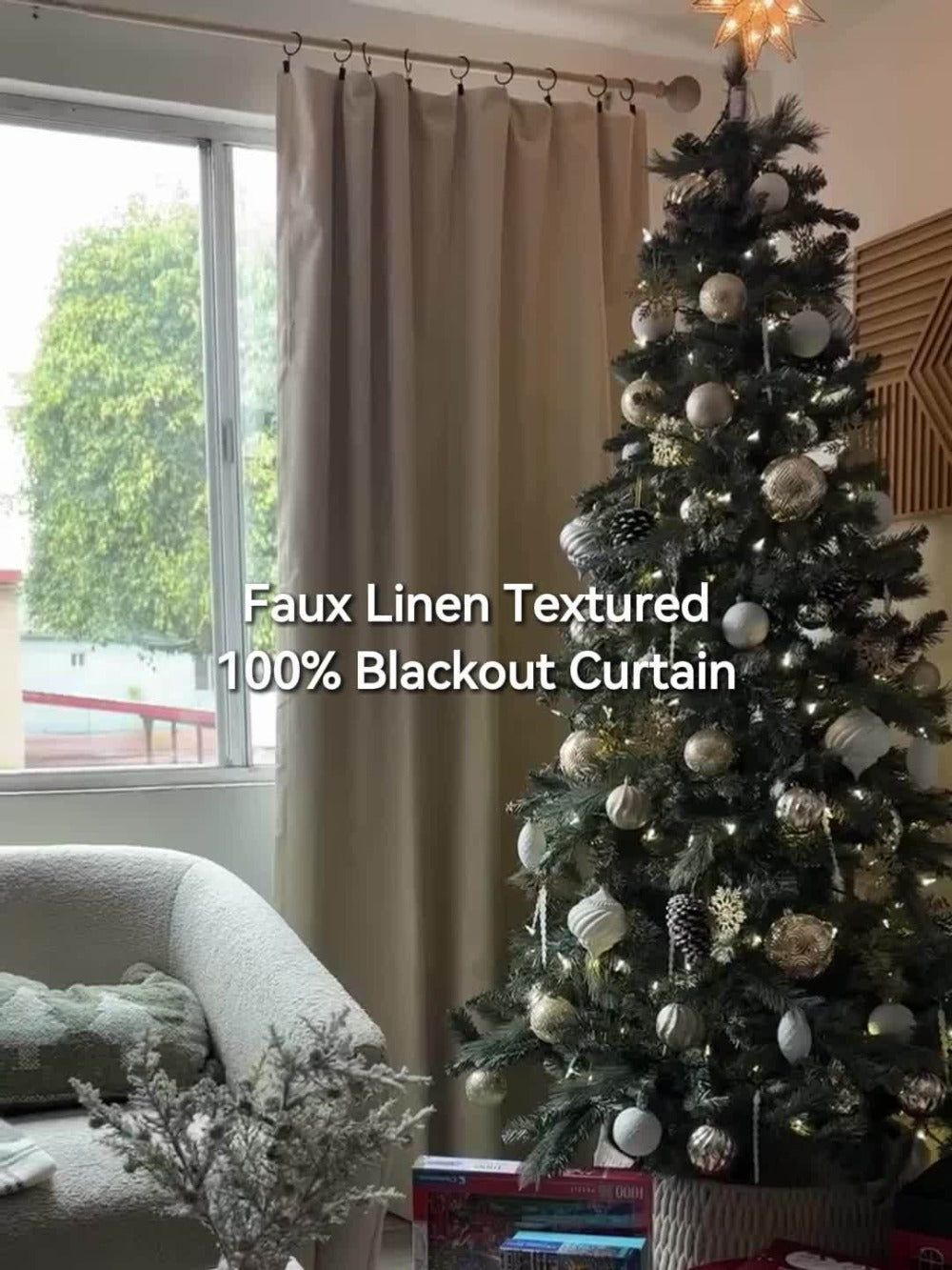 100% Blackout Curtains 4 Panels Faux Linen Textured Thermal Insulated Drapes – Room Darkening Window Curtains for Living Room Bedroom