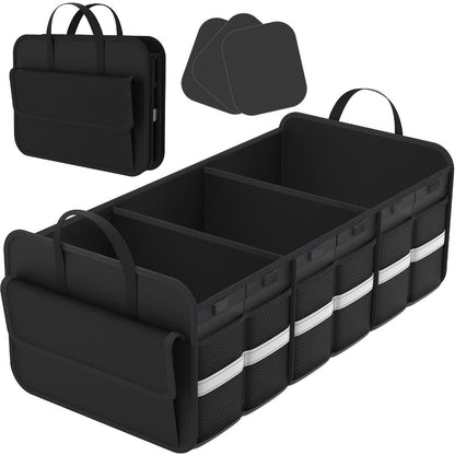 Car Trunk Organizer, 67L Foldable Multi-Compartment Bin with Carry Handles and Pink or Black Color Options