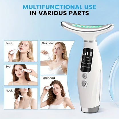 Facial Lifting Device 7-in-1 EMS Microcurrent Neck Face Massager LED Photon Therapy Rechargeable Beauty Tool for Women