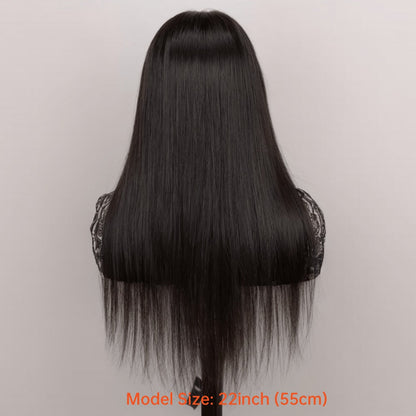 Glueless Straight Human Hair Wig 4x4 Lace Closure Pre-Plucked Natural Hairline Versatile Parting Natural Black 12-28 Inch Women No Glue