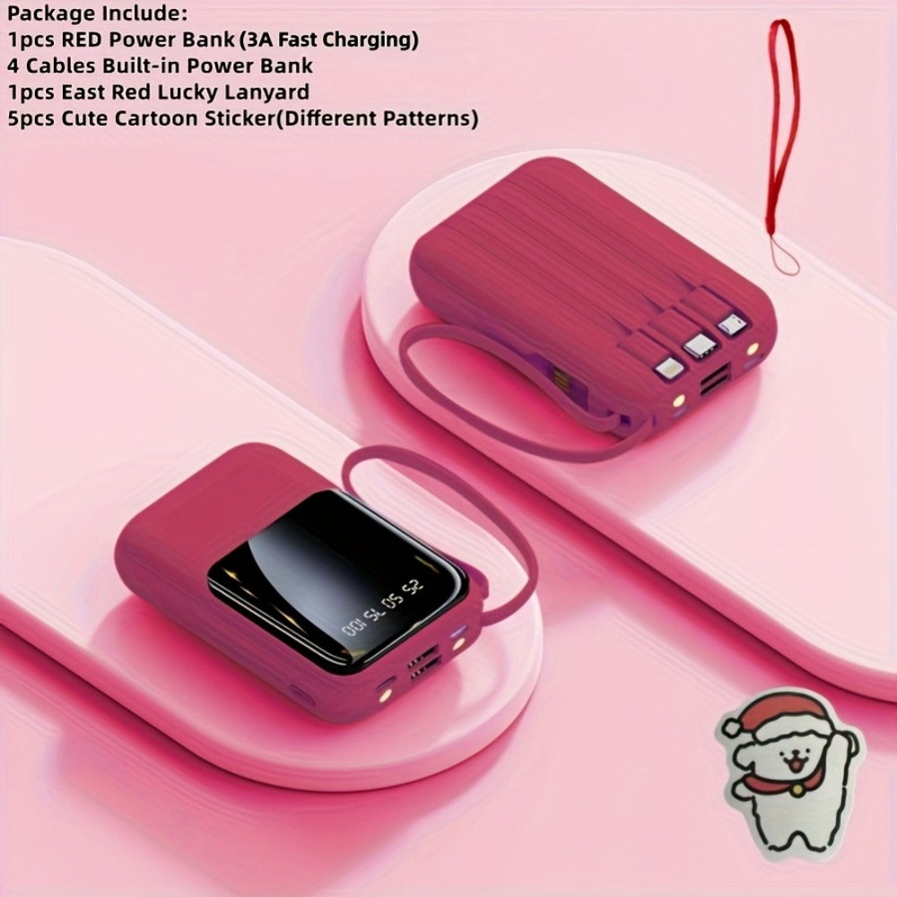 Power Bank 10000mAh Mini with Built-In Cable Set, 5W/15W/22.5W Variants, LED Light and Digital Display