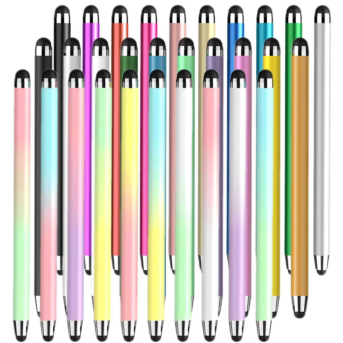 30-Piece Dual-Tip Stylus Pen Set for Capacitive Touchscreens with 60 Replacement Rubber Tips