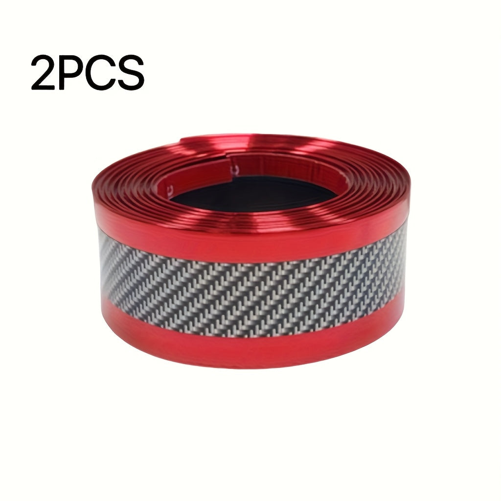 Car Door Guard Scratch Protector 2pcs Carbon Fiber Design – Anti-Scratch Strip for Rearview Mirror & Bumper, Universal Fit in Blue Red Gray