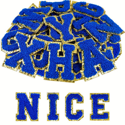 Chenille Letter Patches Self Adhesive A-Z 26pcs – Embroidered Alphabet Applique Stickers for Clothes Bags Hats Phone Cases