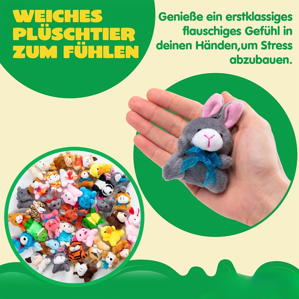 36 Pack Mini Stuffed Animals Bulk, 3 Inch Animal Plush Toys with Keychain 36 Unique Designs