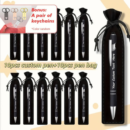 Custom Ballpoint Pens with Pencil Pouch Bulk Set, Personalized Ballpoint Pen Pack for Corporate Gifts