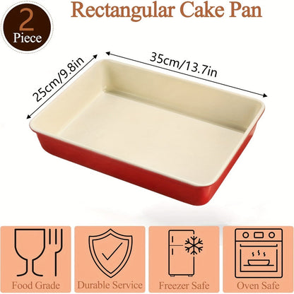 Two-Piece Red-and-Cream Baking Pan Set in Deep Rectangular or 9-Inch Square Checkout Options