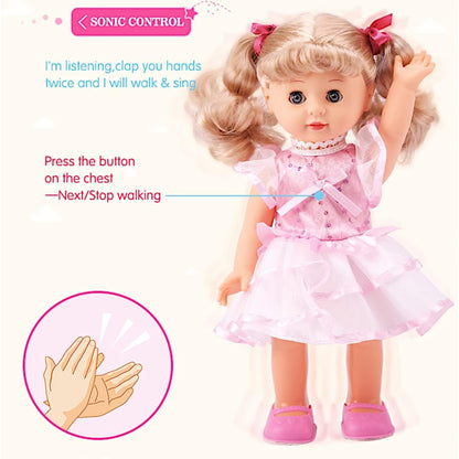 Walking Talking Doll Sonic Control 12 Inch Blonde Princess, Clap Activated Sings Walks Talks, Blinking Blue Eyes