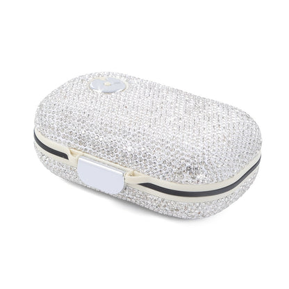 Seven-Compartment Travel Pill Organizer in Nine Square or Oblong Rhinestone Color Checkouts
