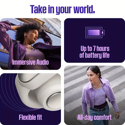 Open Audio Clip-On Earbuds Battery Situational Awareness True Wireless Bluetooth Immersive Sound Limited Edition Chilled Lilac Color