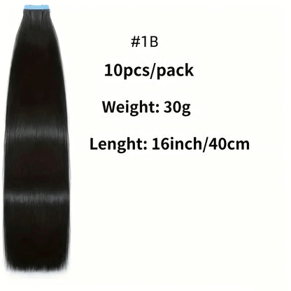 Tape In Hair Extensions Human Hair Straight Natural Black 1B Seamless Skin Weft 10pcs 30g 16 20 22 24 Inch Invisible Blend for Volume