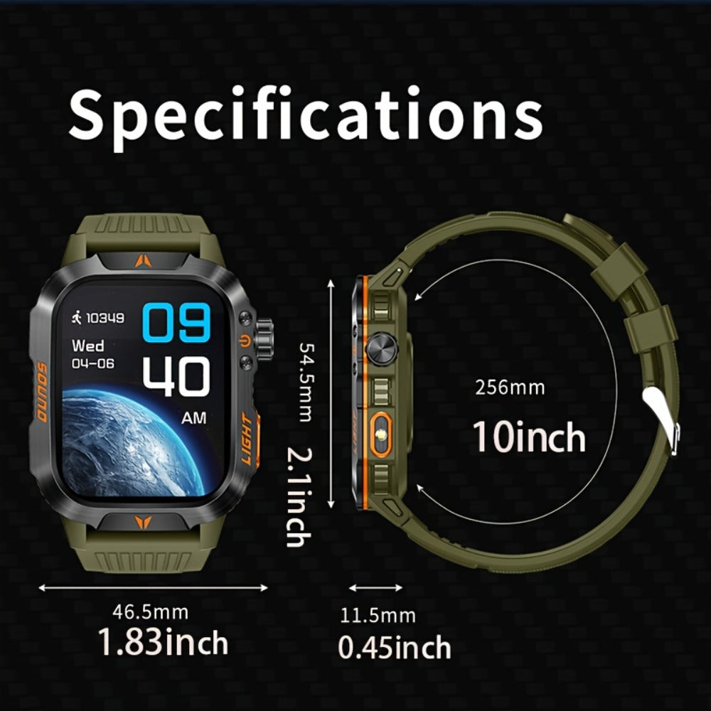Smart Watch 2.01-Inch Rugged Display with Compass, LED Flashlight, Calling and Three Strap Combinations