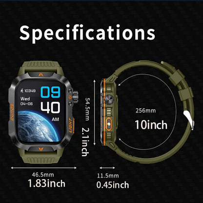 Smart Watch 2.01-Inch Rugged Display with Compass, LED Flashlight, Calling and Three Strap Combinations