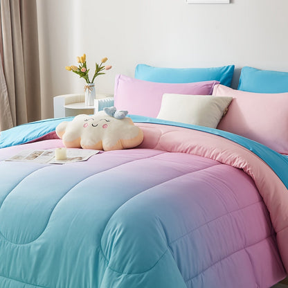 Rainbow Ombre 5- or 7-Piece Bed-in-a-Bag Set in Pink with Twin, Full, Queen and King Sizes