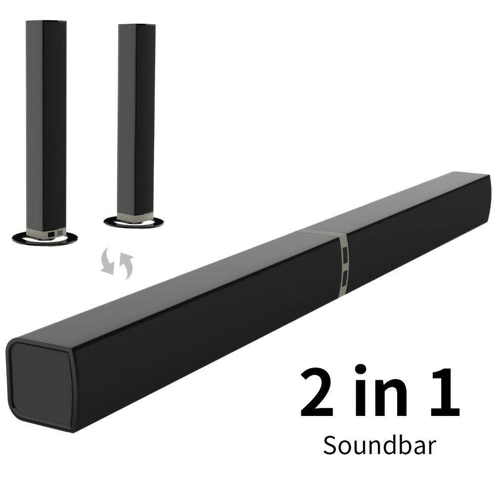 Detachable 31.5-Inch TV Soundbar with Remote, ARC, Optical and AUX Connections and Subwoofer Options