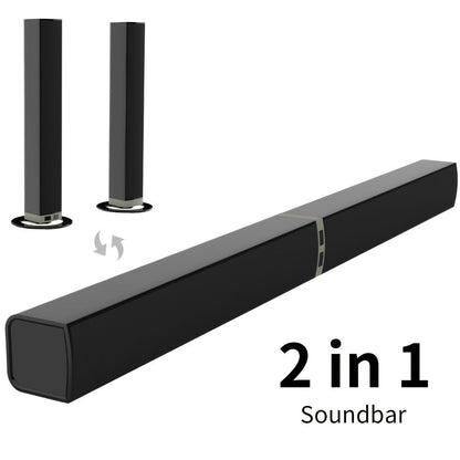 Detachable 31.5-Inch TV Soundbar with Remote, ARC, Optical and AUX Connections and Subwoofer Options