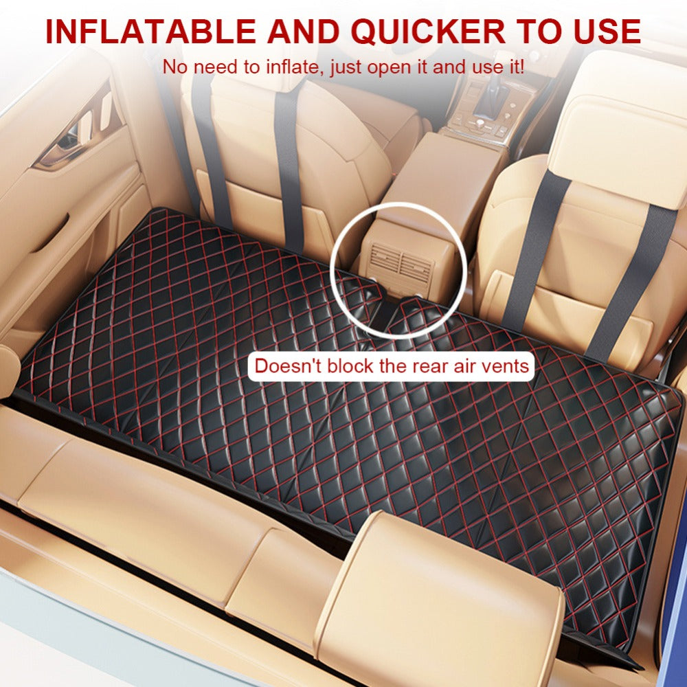 Car Mattress Foldable Back Seat Sleeping Pad Thickened Faux Leather Non-Inflatable Universal Sedan Bed for Travel Camping Afternoon Nap Road