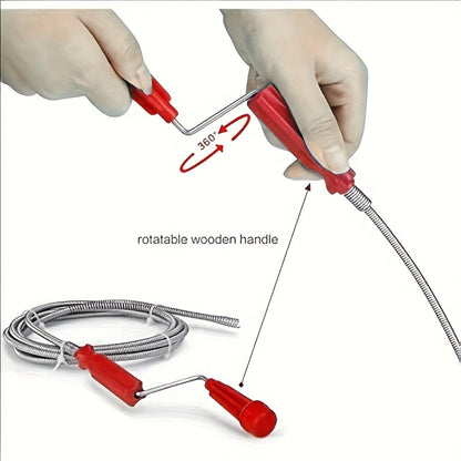 Drain Snake Pipe Cleaner, Flexible Drain Auger for Toilet, Sink, Shower & Sewer Clog Removal, Reusable Spring Wire Drain Unclogger