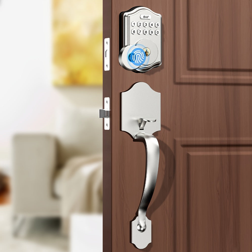 Keypad Deadbolt Lock Fingerprint Keyless Entry, Electronic Door Lock with Code Fingerprint & Key