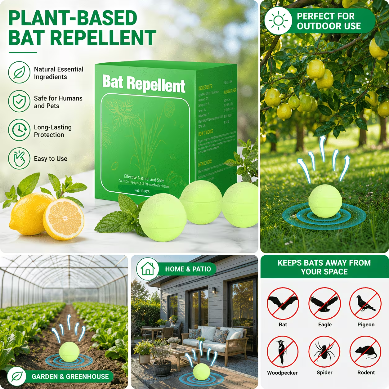Peppermint Rodent Balls, Natural Mice Indoor Outdoor, Mouse Spider Ant Roach, Pest Control Balls for Home Garage Attic Kitchen