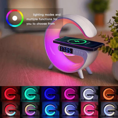 Wireless Speaker Sunrise Alarm Clock with RGB Rhythm Night Light and Fast Wireless Charging in Black or White