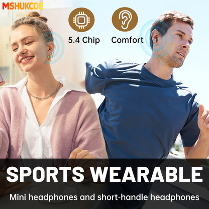 Wireless Earbuds MSHUKCOE 2-in-1 Mini Sleep Style with Touch Controls and Black, Khaki or Purple Choices
