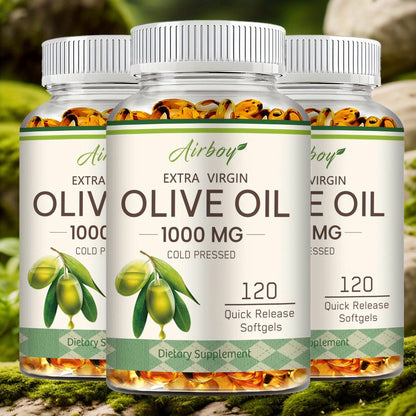 Extra Virgin Olive Oil Capsules 120 Softgels with Omega-9 Omega-6 & Palmitic Acid for Bath Time, Home Spa and Personal Care