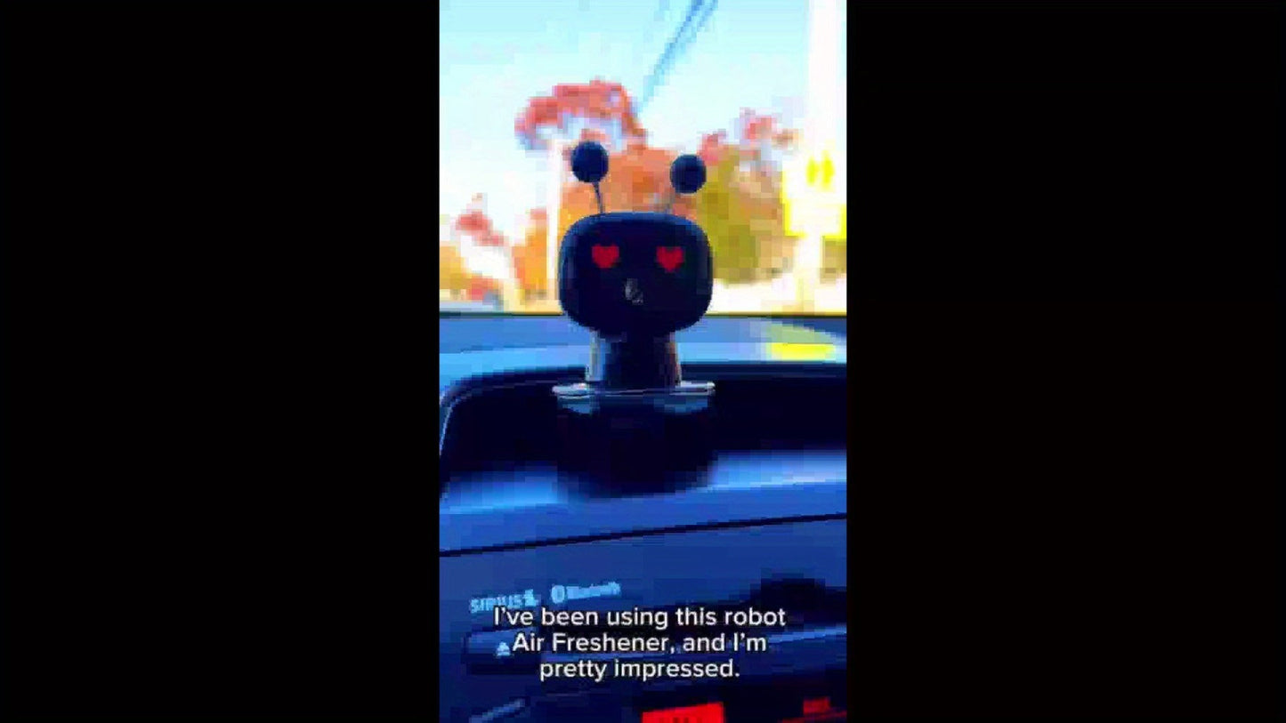 Robot Car Air Freshener USB Rechargeable – AI Expression Display, Auto Spray Synced to Car Start/Stop, 4-Level Fragrance Intensity Control