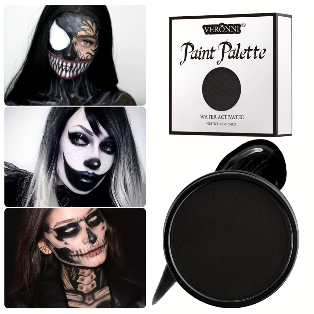 Water Activated Face Paint Kit 6 Colors with 10 Brushes, Water Based Face Body Paint Palette Black White Red