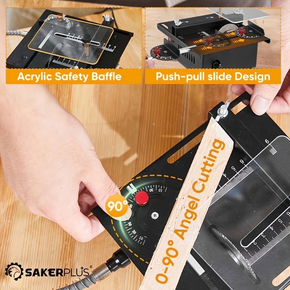SakerPlus Mini Table Saw - 120/136pcs Multifunctional Portable All-in-One Machine, 7-Speed Adjustable