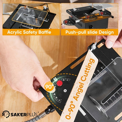SakerPlus Mini Table Saw - 120/136pcs Multifunctional Portable All-in-One Machine, 7-Speed Adjustable