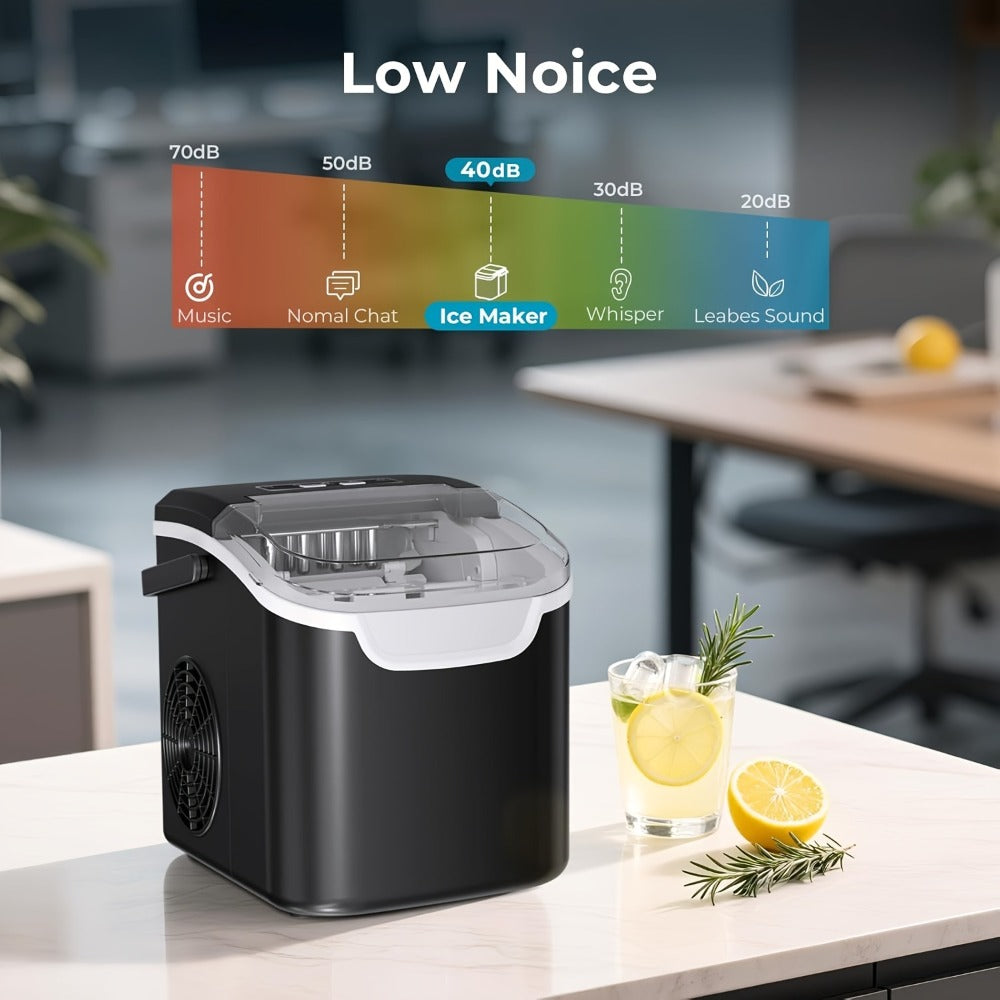 Pebble Ice Maker Countertop, /24H, 2 Ice Cube Sizes, Sonic Bullet Ice Machine, Auto-Cleaning, Stainless Steel