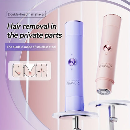 Electric Epilator for Women Double Head USB Rechargeable Hair Removal Shaver Bikini Trimmer Body Private Area Grooming Device