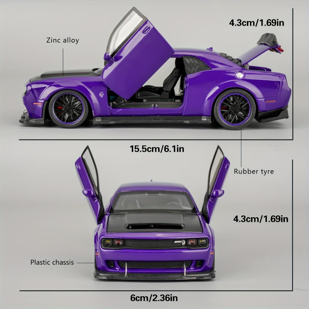 Dodge Hellcat Diecast Car Model 1:32 Scale Alloy Replica with Display Base, Openable Doors, Collectible Mini Vehicle