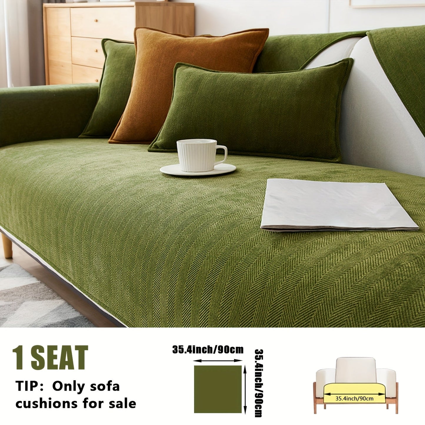 Sofa Cover Ribbed Chenille Stretch Panels for 1 to 4 Seats, Armrests or Cushions with Model-Specific Size and Color Options