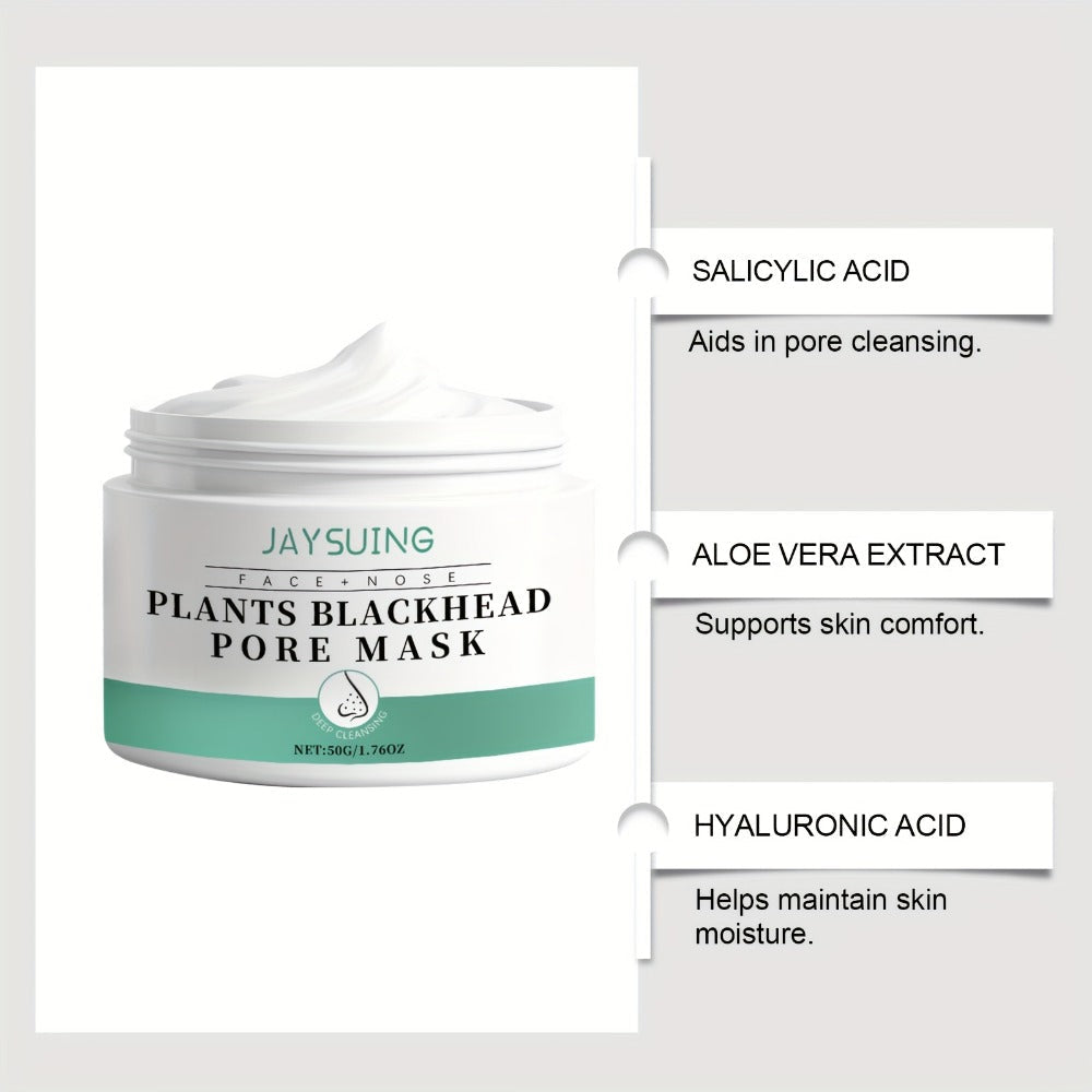 Blackhead Peel-Off Nose Mask 50g with Hyaluronic Acid, Salicylic Acid & Aloe Essence, Deep Pore Cleansing Strips for Smooth Skin
