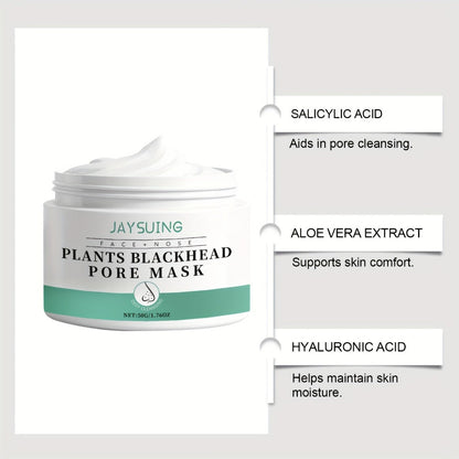Blackhead Peel-Off Nose Mask 50g with Hyaluronic Acid, Salicylic Acid & Aloe Essence, Deep Pore Cleansing Strips for Smooth Skin