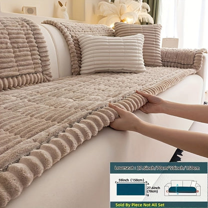 Sofa Cushion Cover Plush Velvet Washable Seat Pad Wavy Edge Soft Kapok Filling for Couch Loveseat 1 2 3 4 Seater