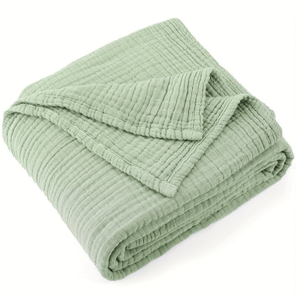 Muslin Blanket 100% Cotton 6-Layer, Breathable Gauze Throw for Couch & Bed, All Season, 13 Colors