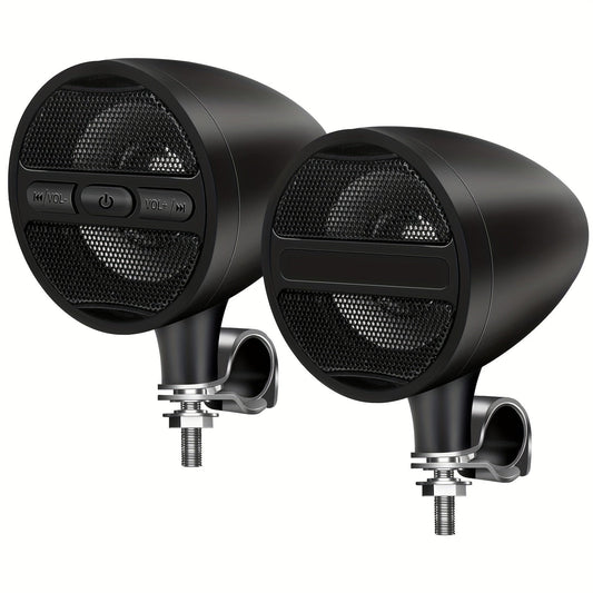 Motorcycle Handlebar Speaker 12V Stereo Audio System with MP3 USB FM Radio Handlebar Mount for Off-Road Dirt Bike ATV Cruiser Waterproof