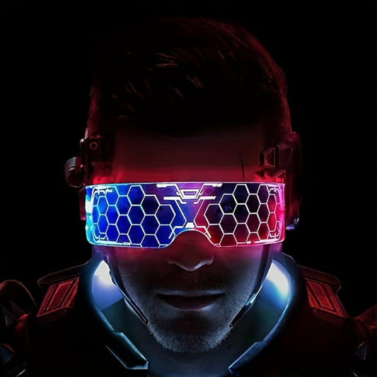 LED Visor Glasses Cyberpunk Futuristic Glow 7 Colors 5 Modes with the Listed Color, Size or Set Options for Everyday Use