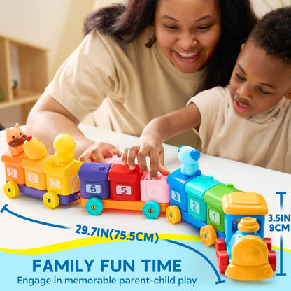 Farm Number Train Learning Toy for Toddlers with 9 Farm Animals & Farmer with the Listed Color, Size or Set Options for Everyday Use