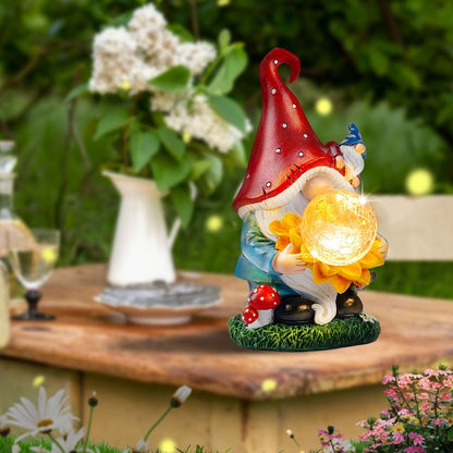 Solar Light Elf Resin Statue, Outdoor Garden Figurine That Automatically Lights Up at Night, Holiday Collectible Decor for Christmas