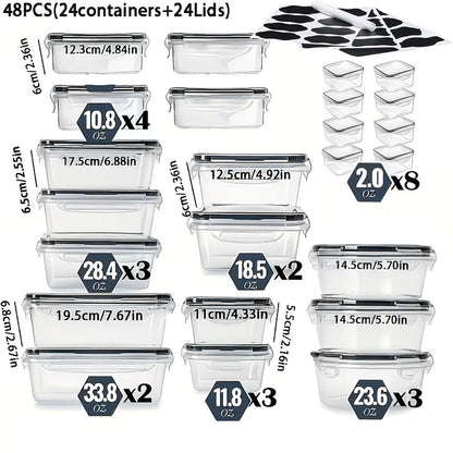 Meal Prep Box Food Storage Organizer with Stackable Lidded Plastic Sets in Three Piece Counts