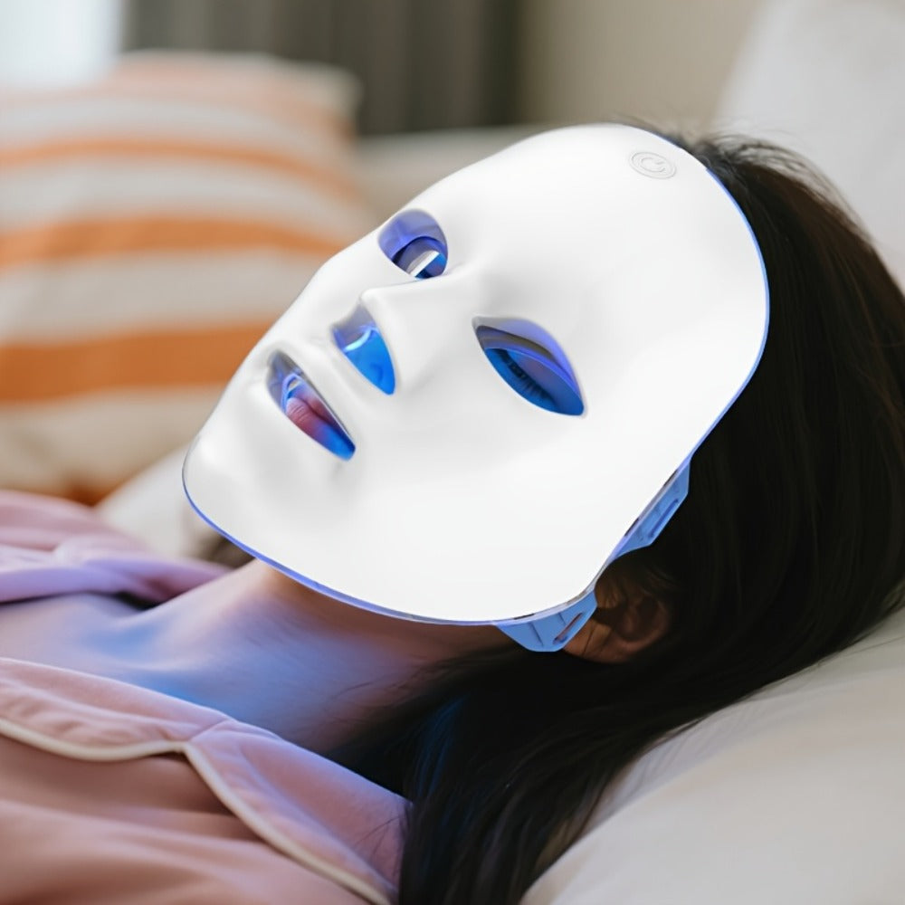 Portable LED Facial Mask 7-Color Light Therapy USB Rechargeable Plastic - Home Beauty Care for Bath Time, Home Spa and Personal Care