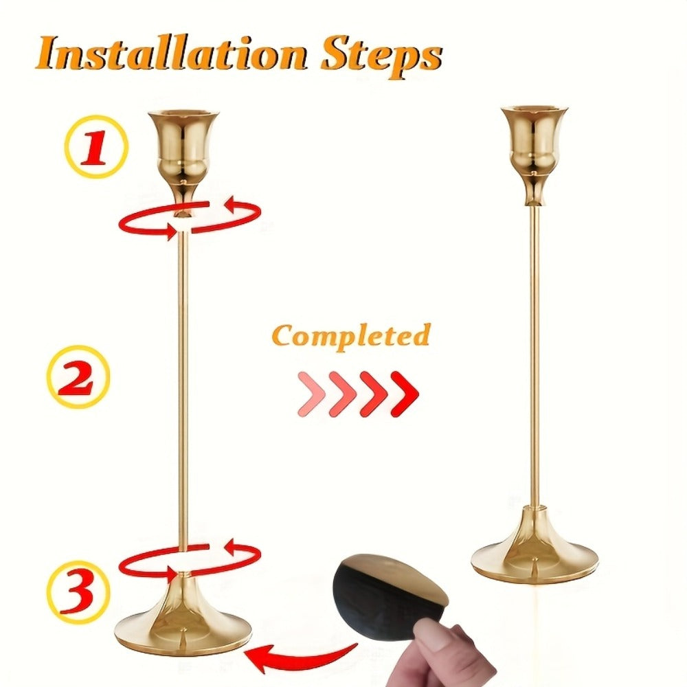Copper Plated Candlestick Holders Bulk Set for Entryways, Bedrooms and Living Spaces, with the Listed Configuration