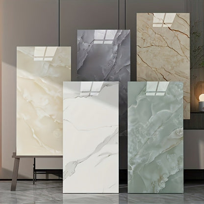 Marble Peel and Stick Wall Panels Self-Adhesive 3D Decorative Tiles – Glossy Marble Sheets, for Entryways, Bedrooms and Living Spaces