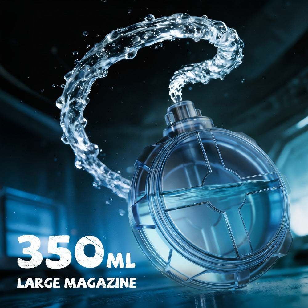 Electric Water Blaster with Detachable Round Reservoir, Sight Accessory and Black or Blue Body
