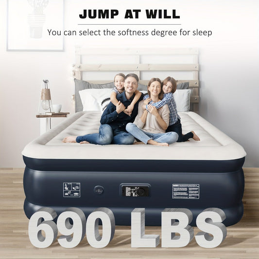 Air Mattress with Built-In Pump, 18'' Self-Inflating Portable Air Bed for Home, Camping & Travel